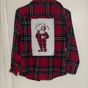 Faded Glory Red Plaid Santa Shirt